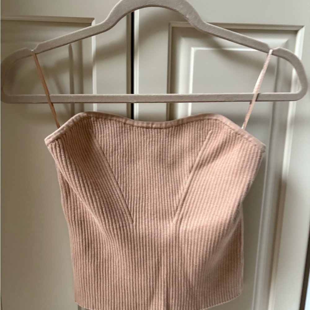 Express Pink Ribbed Bustier Camisole